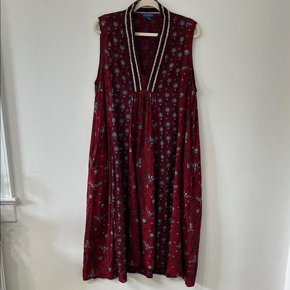 April Cornell Dresses & Skirts - April Cornell Dress XL Burgundy Indian Print Maxi Floral Bohemian Festival